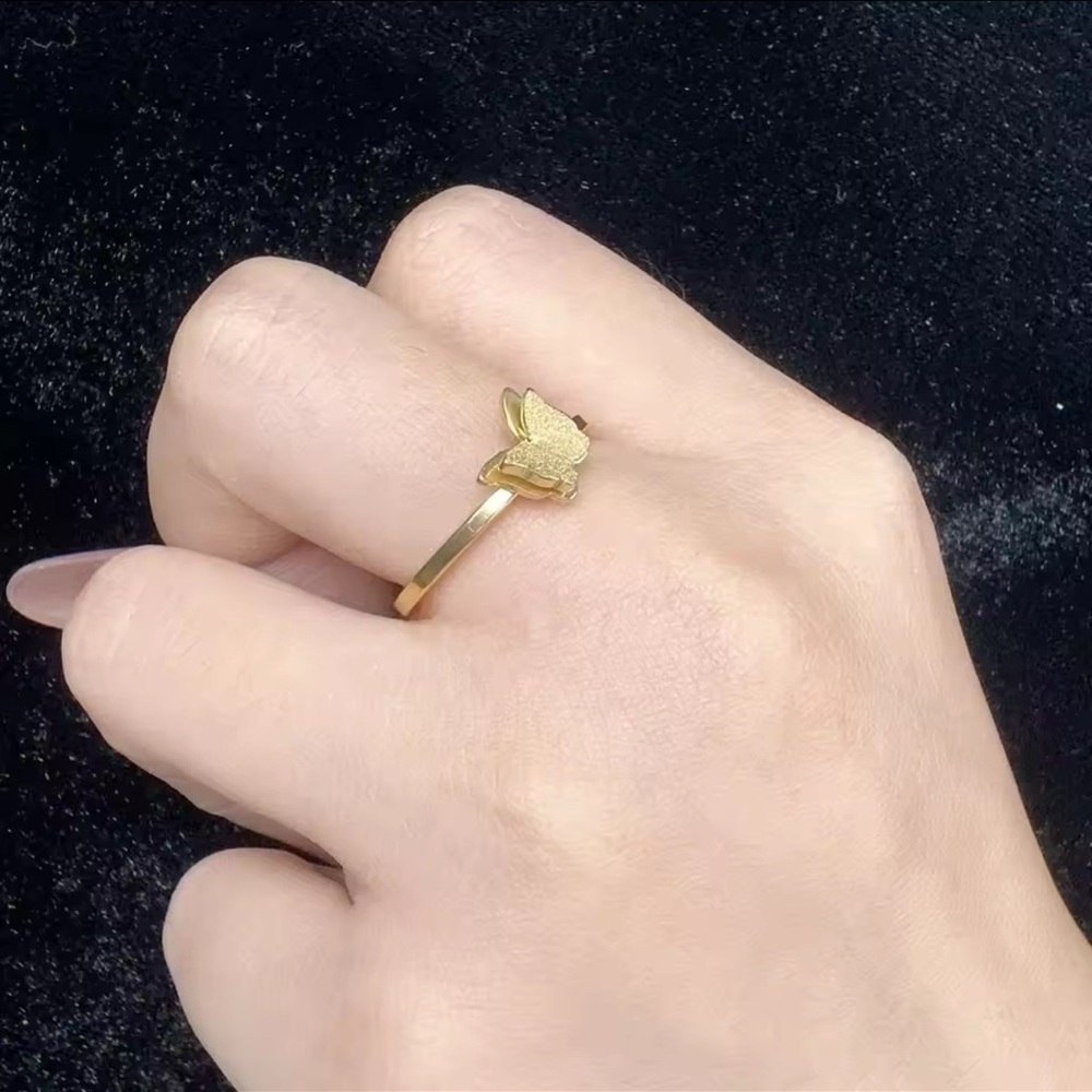 18k Gold plated stainless steel Butterfly Ring size 7
